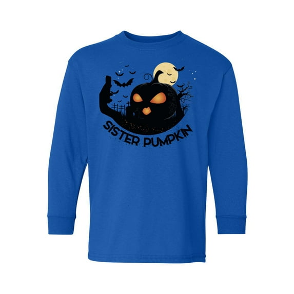 Awkward Styles Girls Halloween Youth Sweatshirt Sister Pumpkin Crewneck Tee for Kids