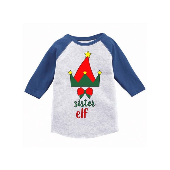 Awkward Styles Girls Xmas T-Shirt Christmas Sister Elf Raglan Shirt Kids