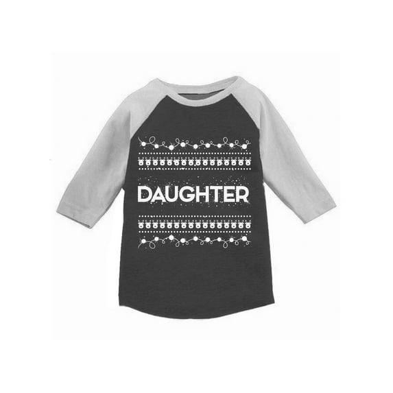 Awkward Styles Girls Xmas T-Shirt Daughter Christmas Pattern Toddler Raglan Shirt