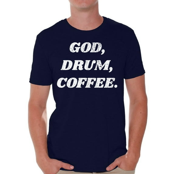Awkward Styles God Drum Coffee T Shirt for Men Christian Mens Shirts Christian Clothes for Men Religious Shirt Christian Birthday Gifts Jesus Shirts Coffee Clothing God Drum Coffee Mens Shirt