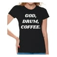 thumbnail image 1 of Awkward Styles God Drum Coffee T Shirt for Women Christian Clothes for Ladies Religious Womens T-Shirt Christian Gifts Jesus Shirts Jesus Clothing Drum T Shirt for Her God Drum Coffee Ladies Shirt, 1 of 4
