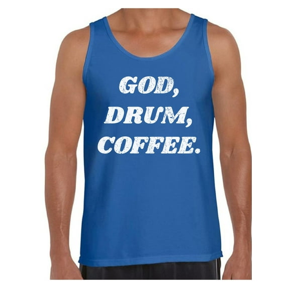 Awkward Styles God Drum Coffee Tank Top Shirt for Men Christian Mens Tanks Drum Clothes for Men Religious Tanks Christian Birthday Gifts God Shirts Coffee Clothing God Drum Coffee Mens Shirt