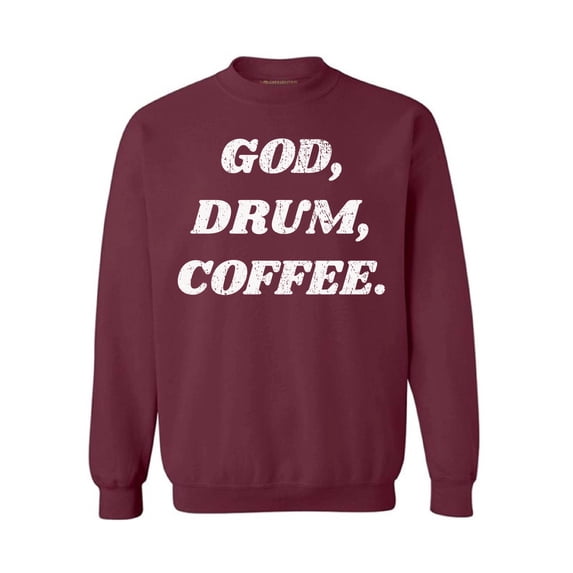 Awkward Styles God Drum Coffee Unisex Sweatshirt Christian Sweatshirt for Her Religious Collection Drum Crewneck for Women Coffee Sweater for Men Christian Gifts God Drum Coffee Outfit God Sweater