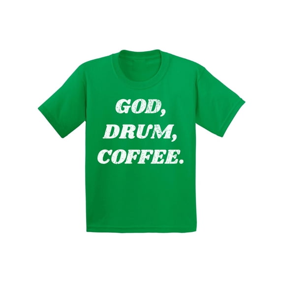Awkward Styles God Drum Coffee Youth T Shirt Christian T Shirt for Boys Christian Shirts for Girls Religious T-Shirt for Children Christian Gifts Jesus Clothes God Drum Coffee T-Shirt for Kids