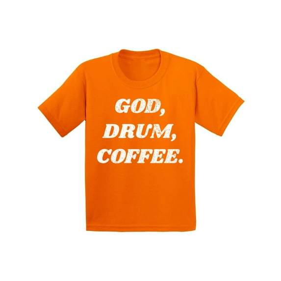 Awkward Styles God Drum Coffee Youth T Shirt Christian T Shirt for Boys Christian Shirts for Girls Religious T-Shirt for Children Christian Gifts Jesus Clothes God Drum Coffee T-Shirt for Kids