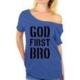thumbnail image 1 of Awkward Styles God First Bro Off The Shoulder Tshirt for Women Christian Gifts for Wife Jesus Ladies Off Shoulder Shirt Jesus Clothing for Women God First Bro Shirt for Her Christian Women Clothes, 1 of 4