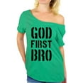 thumbnail image 1 of Awkward Styles God First Bro Off The Shoulder Tshirt for Women Christian Gifts for Wife Jesus Ladies Off Shoulder Shirt Jesus Clothing for Women God First Bro Shirt for Her Christian Women Clothes, 1 of 4