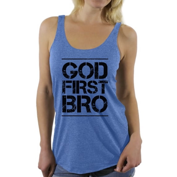 Awkward Styles God First Bro Racerback Tank Tops for Women Christian Clothes for Ladies Jesus Womens Racerback Tank Top Jesus Clothing Jesus Tanks T Shirt for Her God First Bro Ladies Shirt