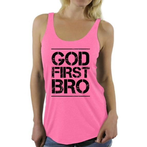 Awkward Styles God First Bro Racerback Tank Tops for Women Christian Clothes for Ladies Jesus Womens Racerback Tank Top Jesus Clothing Jesus Tanks T Shirt for Her God First Bro Ladies Shirt