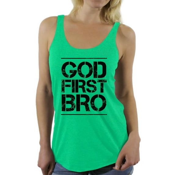 Awkward Styles God First Bro Racerback Tank Tops for Women Christian Clothes for Ladies Jesus Womens Racerback Tank Top Jesus Clothing Jesus Tanks T Shirt for Her God First Bro Ladies Shirt