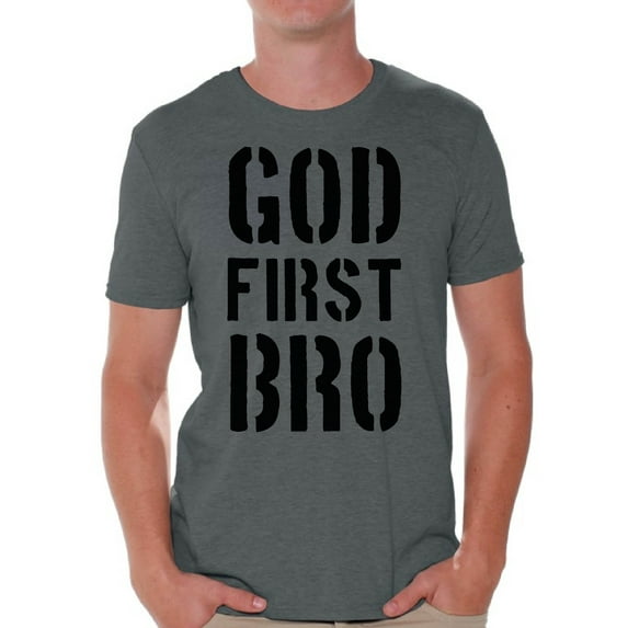 Awkward Styles God First Bro T Shirt for Men Christian Mens Shirts Christian Clothes for Men Jesus Christ is the Lord Christian Birthday Gifts Jesus Shirts Jesus Clothing God First Bro Mens Shirt