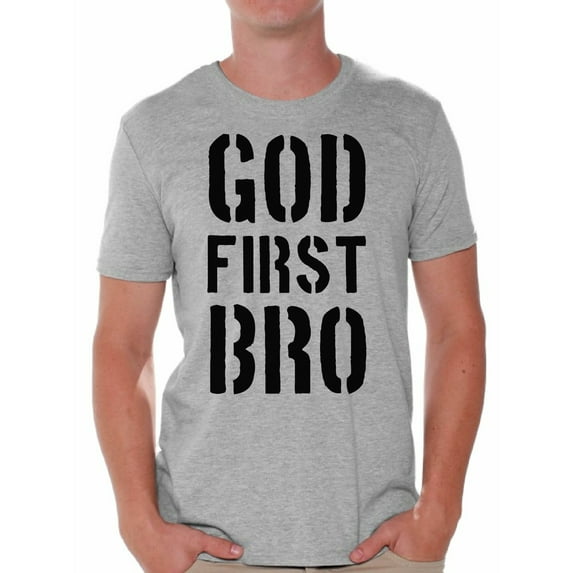 Awkward Styles God First Bro T Shirt for Men Christian Mens Shirts Christian Clothes for Men Jesus Christ is the Lord Christian Birthday Gifts Jesus Shirts Jesus Clothing God First Bro Mens Shirt