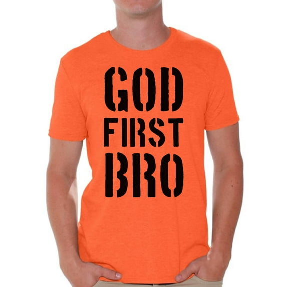Awkward Styles God First Bro T Shirt for Men Christian Mens Shirts Christian Clothes for Men Jesus Christ is the Lord Christian Birthday Gifts Jesus Shirts Jesus Clothing God First Bro Mens Shirt