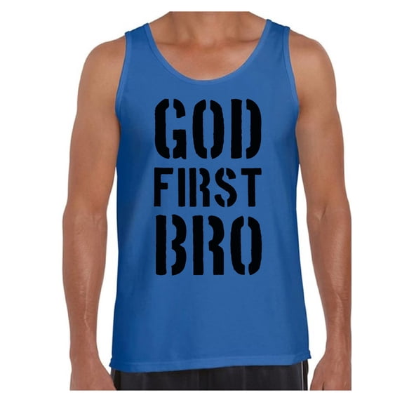 Awkward Styles God First Bro Tank Top Shirt for Men Christian Mens Tanks Clothes for Men Jesus Christ is the Lord Christian Birthday Gifts Jesus Shirts Jesus Clothing God First Bro Mens Shirt