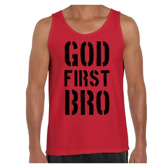 Awkward Styles God First Bro Tank Top Shirt for Men Christian Mens Tanks Clothes for Men Jesus Christ is the Lord Christian Birthday Gifts Jesus Shirts Jesus Clothing God First Bro Mens Shirt