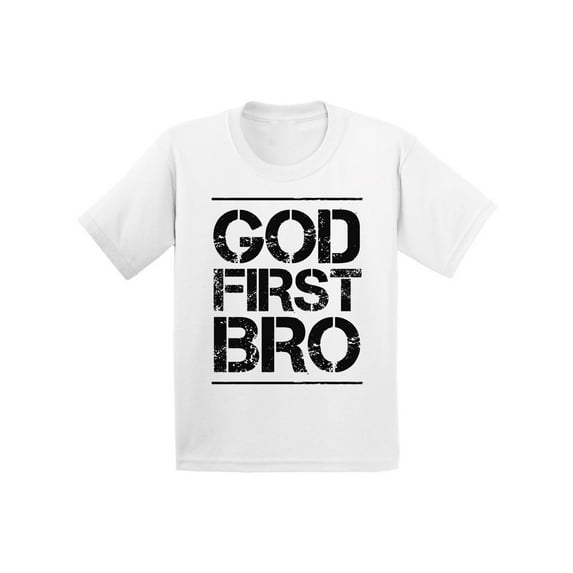 Awkward Styles God First Bro Toddler Shirts Jesus Shirt for Kids T Shirt for Boys Christian Shirts for Girls Jesus T-Shirt for Children Christian Gifts God First Bro T-Shirt for Toddlers