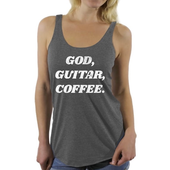 Awkward Styles God Guitar Coffee Racerback Tank Top for Women Christian Clothes for Ladies Religious Womens Racerback Tank Top Guitar Clothing God Tanks T Shirt for Her God Guitar Coffee Ladies Shirt