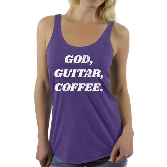 Awkward Styles God Guitar Coffee Racerback Tank Top for Women Christian Clothes for Ladies Religious Womens Racerback Tank Top Guitar Clothing God Tanks T Shirt for Her God Guitar Coffee Ladies Shirt