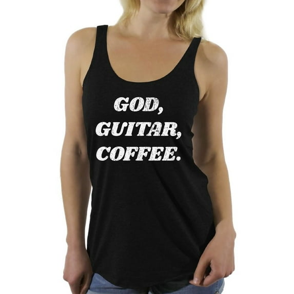 Awkward Styles God Guitar Coffee Racerback Tank Top for Women Christian Clothes for Ladies Religious Womens Racerback Tank Top Guitar Clothing God Tanks T Shirt for Her God Guitar Coffee Ladies Shirt