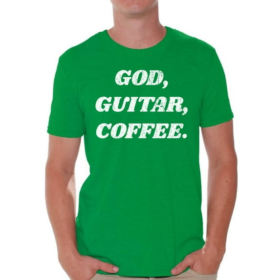 Awkward Styles God Guitar Coffee T Shirt for Men Christian Mens Shirts Christian Clothes for Men Religious Shirt Christian Birthday Gifts Jesus Shirts Coffee Clothing God Guitar Coffee Mens Shirt