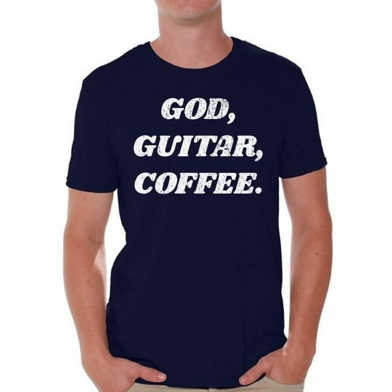 Awkward Styles God Guitar Coffee T Shirt for Men Christian Mens Shirts Christian Clothes for Men Religious Shirt Christian Birthday Gifts Jesus Shirts Coffee Clothing God Guitar Coffee Mens Shirt