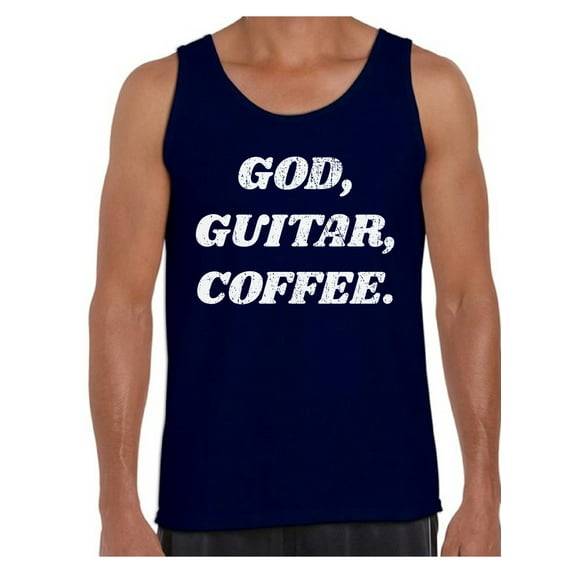 Awkward Styles God Guitar Coffee Tank Top Shirt for Men Christian Mens Tanks Guitar Clothes for Men Religious Tanks Christian Birthday Gifts God Shirts Coffee Clothing God Guitar Coffee Mens Shirt