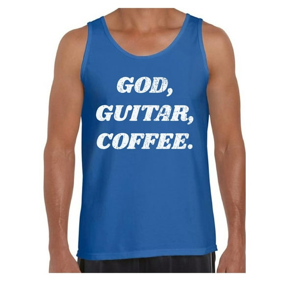 Awkward Styles God Guitar Coffee Tank Top Shirt for Men Christian Mens Tanks Guitar Clothes for Men Religious Tanks Christian Birthday Gifts God Shirts Coffee Clothing God Guitar Coffee Mens Shirt