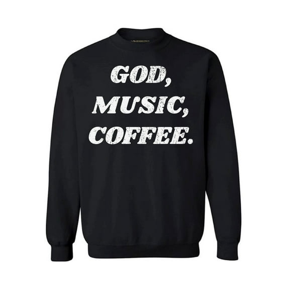 Awkward Styles God Music Coffee Unisex Sweatshirt Christian Sweatshirt for Her Religious Collection Music Crewneck for Women Coffee Sweater for Men Christian Gifts God Music Coffee Outfit God Sweater