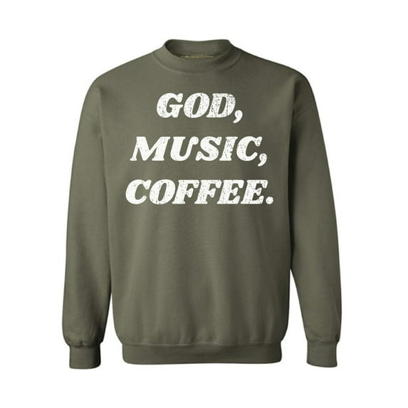 Awkward Styles God Music Coffee Unisex Sweatshirt Christian Sweatshirt for Her Religious Collection Music Crewneck for Women Coffee Sweater for Men Christian Gifts God Music Coffee Outfit God Sweater