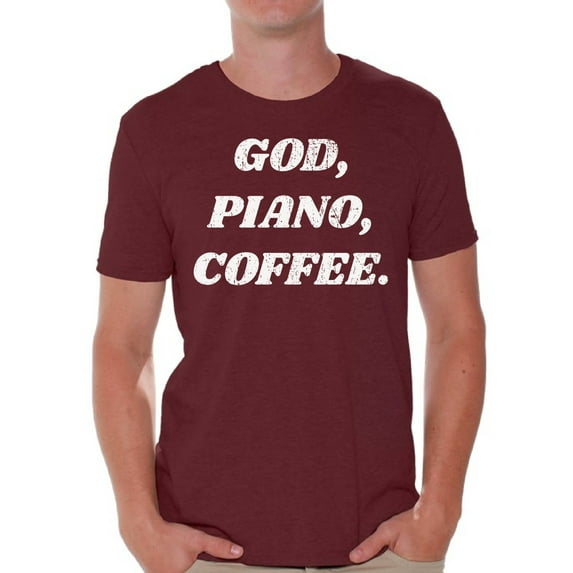 Awkward Styles God Piano Coffee T Shirt for Men Christian Mens Shirts Christian Clothes for Men Religious Shirt Christian Birthday Gifts Jesus Shirts Coffee Clothing God Piano Coffee Mens Shirt