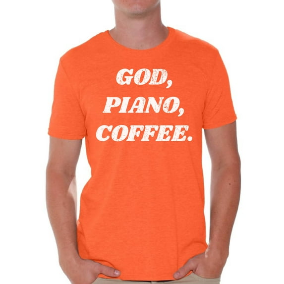 Awkward Styles God Piano Coffee T Shirt for Men Christian Mens Shirts Christian Clothes for Men Religious Shirt Christian Birthday Gifts Jesus Shirts Coffee Clothing God Piano Coffee Mens Shirt