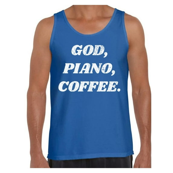 Awkward Styles God Piano Coffee Tank Top Shirt for Men Christian Mens Tanks Piano Clothes for Men Religious Tanks Christian Birthday Gifts God Shirts Coffee Clothing God Piano Coffee Mens Shirt