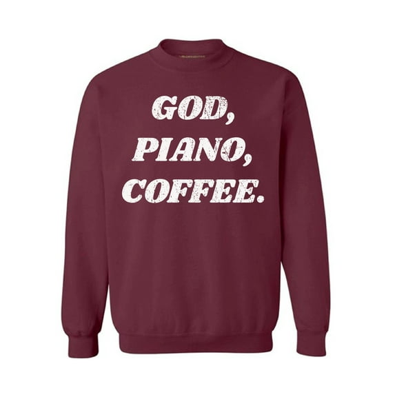 Awkward Styles God Piano Coffee Unisex Sweatshirt Christian Sweatshirt for Her Religious Collection Piano Crewneck for Women Coffee Sweater for Men Christian Gifts Piano Coffee Outfit God Sweater