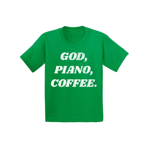 Awkward Styles God Piano Coffee Youth T Shirt Christian T Shirt for Boys Christian Shirts for Girls Religious T-Shirt for Children Christian Gifts Jesus Clothes God Piano Coffee T-Shirt for Kids