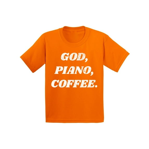 Awkward Styles God Piano Coffee Youth T Shirt Christian T Shirt for Boys Christian Shirts for Girls Religious T-Shirt for Children Christian Gifts Jesus Clothes God Piano Coffee T-Shirt for Kids