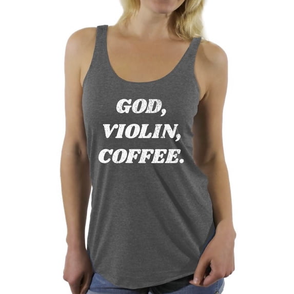 Awkward Styles God Violin Coffee Racerback Tank Top for Women Christian Clothes for Ladies Religious Womens Racerback Tank Top Violin Clothing God Tanks T Shirt for Her God Violin Coffee Ladies Shirt