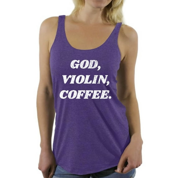 Awkward Styles God Violin Coffee Racerback Tank Top for Women Christian Clothes for Ladies Religious Womens Racerback Tank Top Violin Clothing God Tanks T Shirt for Her God Violin Coffee Ladies Shirt