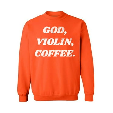 Awkward Styles God Violin Coffee Unisex Sweatshirt Christian Sweatshirt for Her Religious Collection Violin Crewneck for Women Coffee Sweater for Men Christian Gifts Violin Coffee Outfit God Sweater