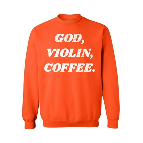Awkward Styles God Violin Coffee Unisex Sweatshirt Christian Sweatshirt for Her Religious Collection Violin Crewneck for Women Coffee Sweater for Men Christian Gifts Violin Coffee Outfit God Sweater