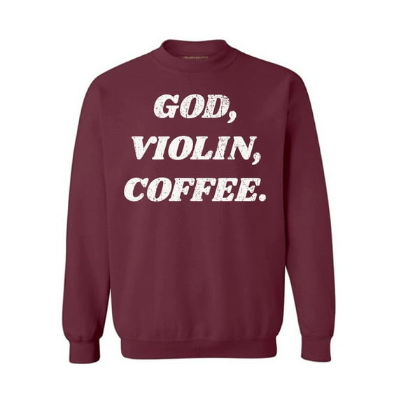 Awkward Styles God Violin Coffee Unisex Sweatshirt Christian Sweatshirt for Her Religious Collection Violin Crewneck for Women Coffee Sweater for Men Christian Gifts Violin Coffee Outfit God Sweater