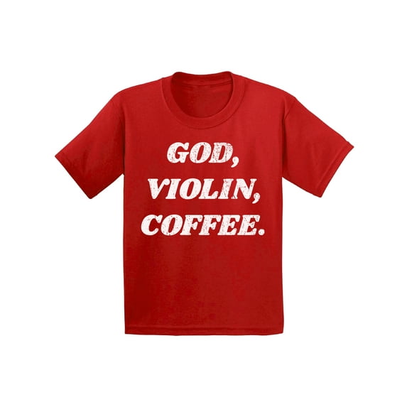 Awkward Styles God Violin Coffee Youth T Shirt Christian T Shirt for Boys Christian Shirts for Girls Religious T-Shirt for Children Christian Gifts Jesus Clothes God Violin Coffee T-Shirt for Kids
