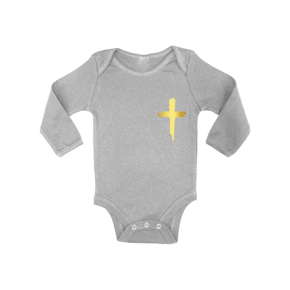 Awkward Styles Golden Cross Baby Bodysuit Jesus Long Sleeve Tops for Newborn Baby Christian Cross Clothes for Baby Boys Christian Bodysuits for Baby Girls Jesus Clothing for Baby Kids Cross One Piece