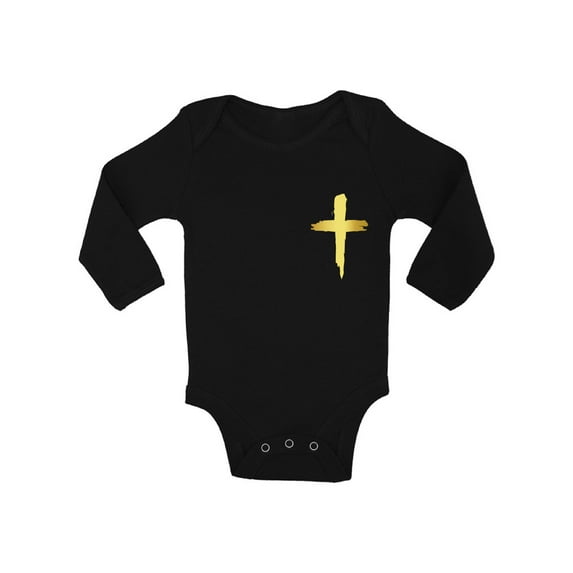 Awkward Styles Golden Cross Baby Bodysuit Jesus Long Sleeve Tops for Newborn Baby Christian Cross Clothes for Baby Boys Christian Bodysuits for Baby Girls Jesus Clothing for Baby Kids Cross One Piece