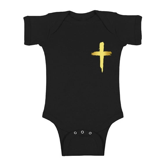 Awkward Styles Golden Cross Baby Bodysuit Jesus Short Sleeve Tops for Newborn Baby Christian Cross Clothes for Baby Boys Christian Bodysuits for Baby Girls Jesus Clothing for Baby Kids Cross One Piece