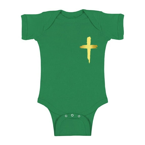Awkward Styles Golden Cross Baby Bodysuit Jesus Short Sleeve Tops for Newborn Baby Christian Cross Clothes for Baby Boys Christian Bodysuits for Baby Girls Jesus Clothing for Baby Kids Cross One Piece