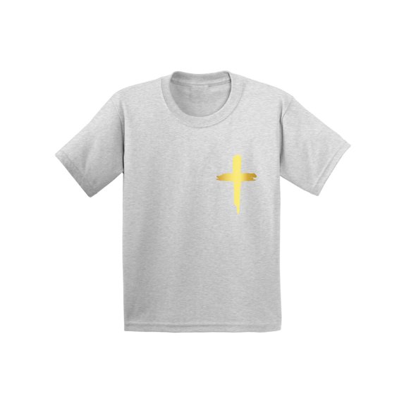 Awkward Styles Golden Cross Infant Shirt Jesus Shirts for Kids Christian T Shirt for Boys Christian Shirts for Girls Jesus T-Shirt for Children Christian Gifts Christ Clothes Cross Shirt for Kids