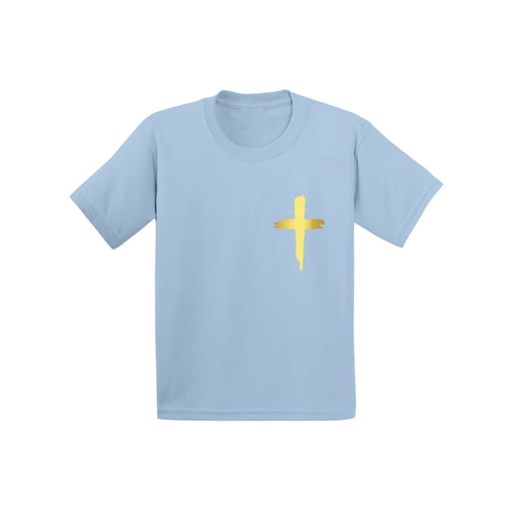 Awkward Styles Golden Cross Toddler Shirt Jesus Shirt for Kids Shirt for Boys Christian Cross Shirts for Girls Jesus T-Shirt for Children Christian Gifts Christ Clothes Cross T-Shirt for Toddlers
