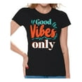 thumbnail image 1 of Awkward Styles Good Vibes Only T-Shirt Positive Shirts for Women, 1 of 4