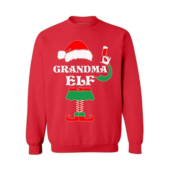 Awkward Styles Grandma Elf Christmas Sweatshirt Funny Elf Suit Grandma Christmas Sweater for Party Family Elf Christmas Sweater Grandma Elf Christmas Holiday Sweatshirt Xmas Gifts for Granny