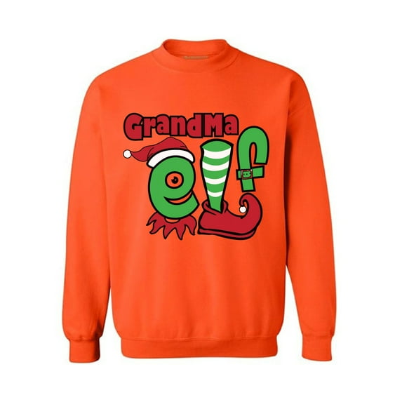 Awkward Styles Grandma Elf Christmas Sweatshirt Elf Grandma Christmas Sweater Family Elf Christmas Sweater for Grandma Elf Christmas Holiday Sweatshirt Xmas Gifts for Granny Funny Elf Tee